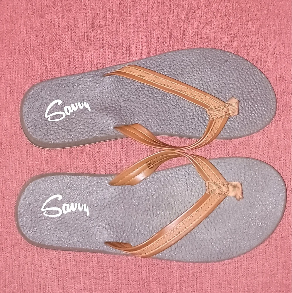 Savvy men's Brown Vega flip Flops Size 11